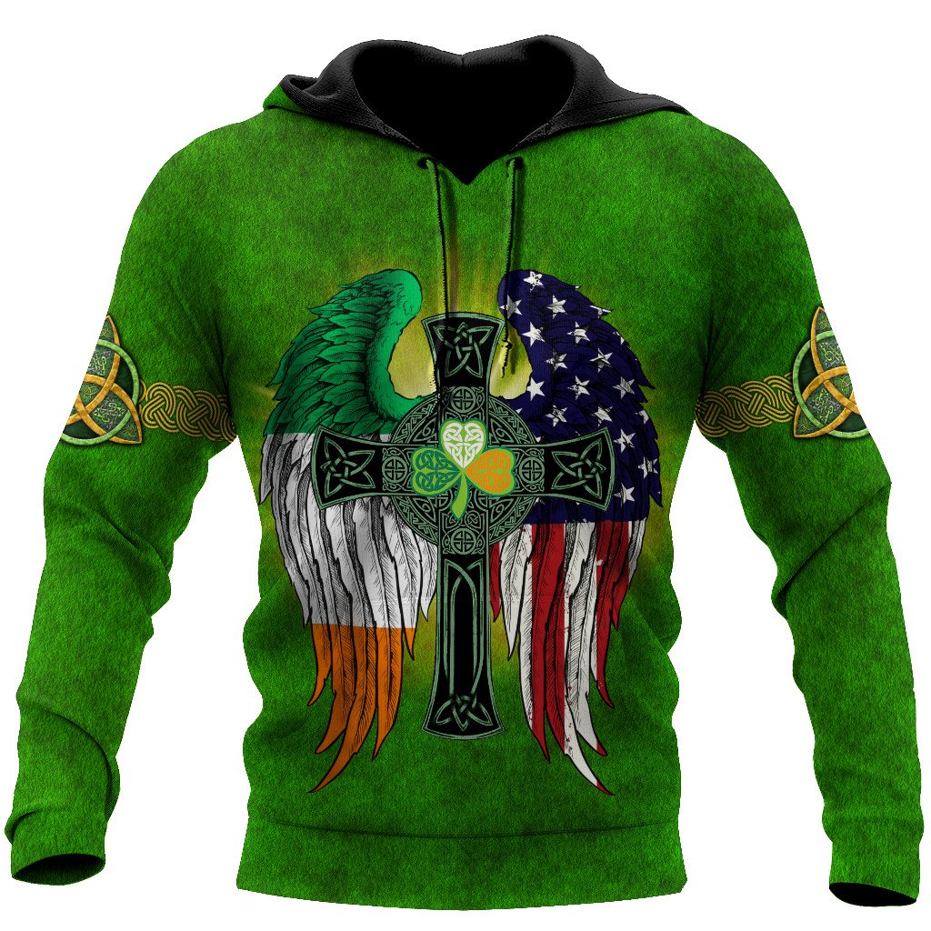 Irish Blessing Celtic Cross Wing Ireland and USA Shirt/ Irish Gift/ Happy St. Patrick''s Day Shirt