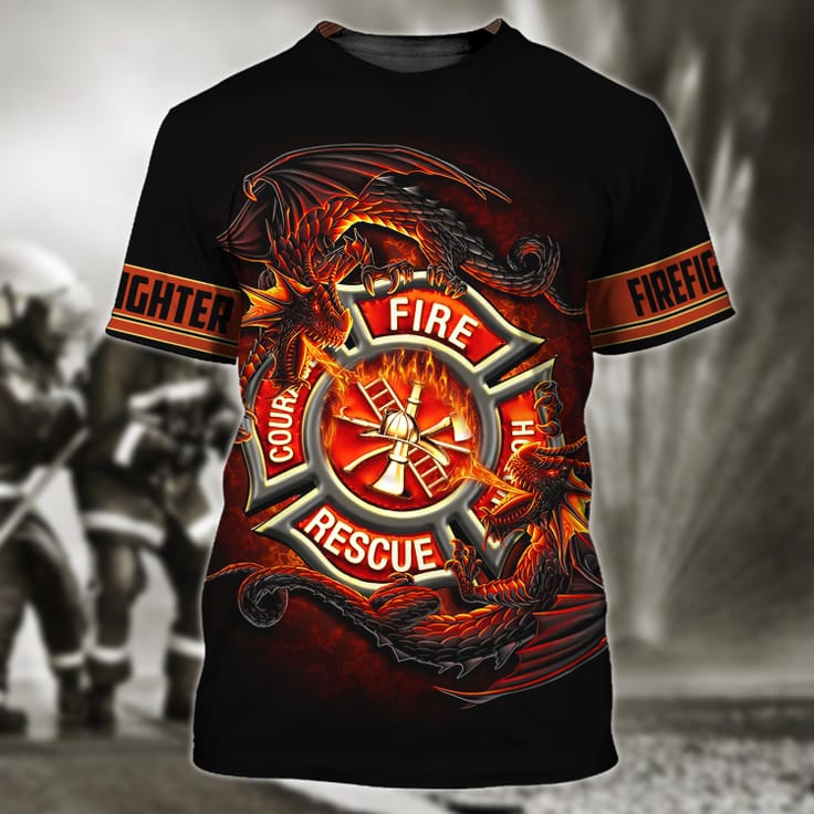 Firefighter Dragon All Over Print For Men & Women 3D Shirt/ Proud of Firefighter