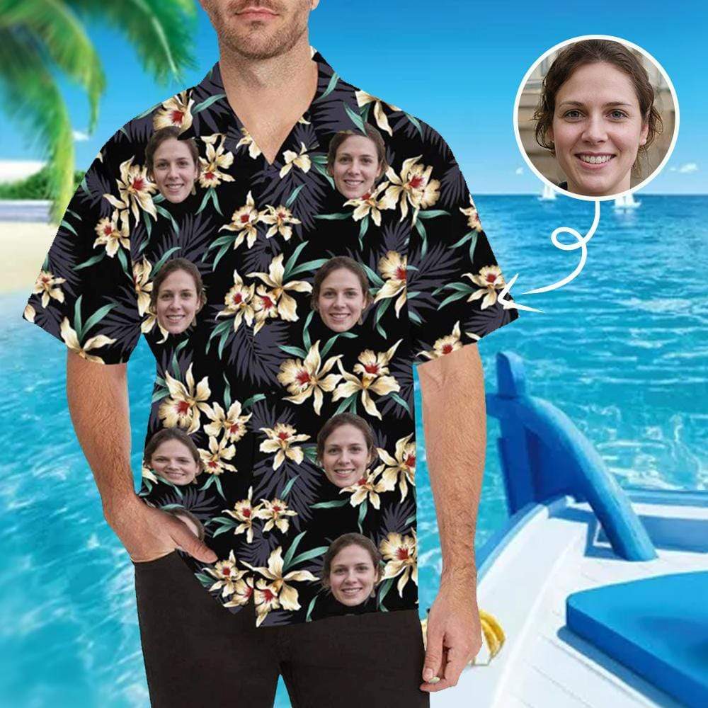 Custom Image Hawaiian Shirt with Photo Lily Flowers Unisex Create Your Own Hawaiian Shirt