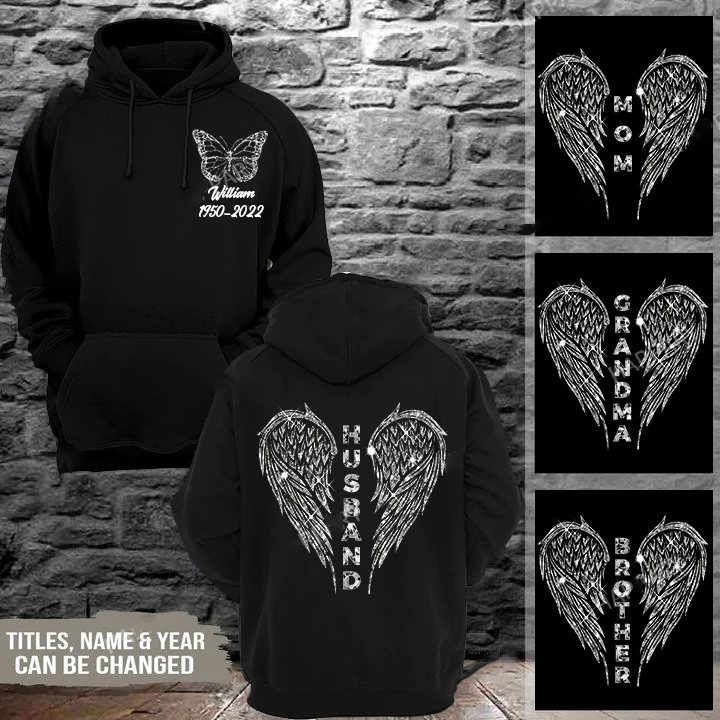 Angel Wings Memorial Personalized All Over Print Hoodie/ 3D Zip Hoodie/ Memorial Shirt