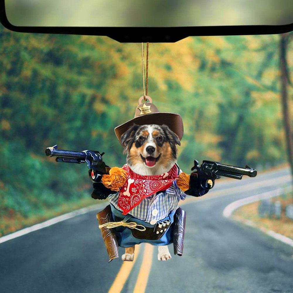 Australian Shepherd Cowboy Hanging Acrylic Ornament Dog Ornament Dog Lover Gift