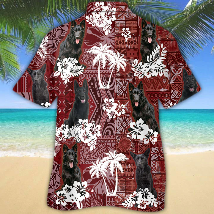 German Shepherd Red Hawaiian Shirt/ Gift for Dog Lover Shirts/ Animal Summer Shirts