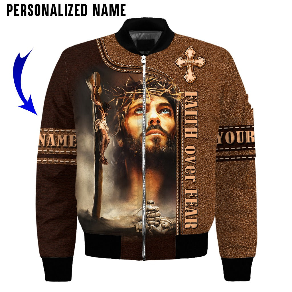 Custom Name Jesus Portrait The Life Of Jesus 3D Hoodies/ Faith Over Fair 3D All Over Print Shirt For Christmas/ Jesus Gifts Shirt