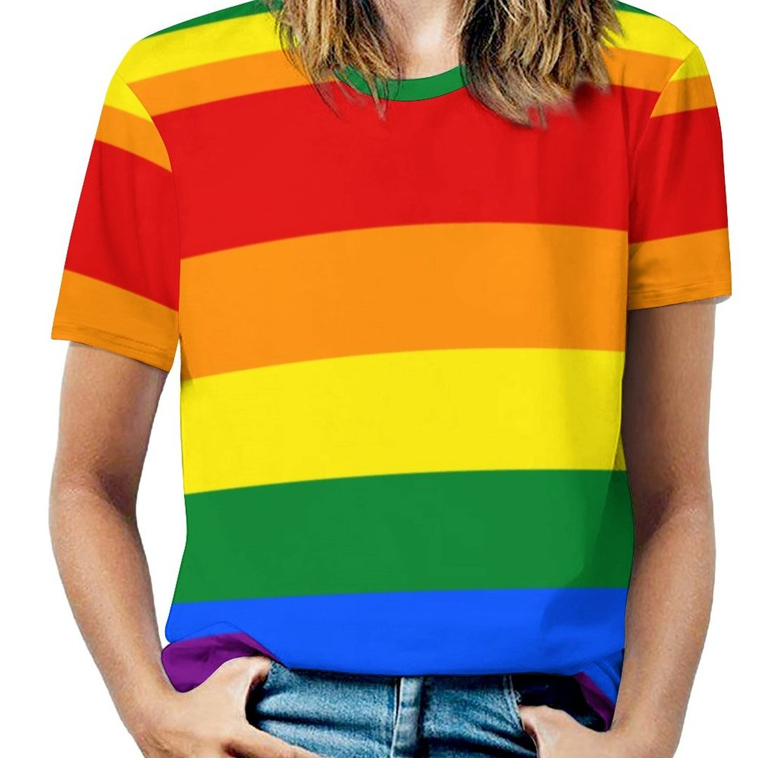 Love Equality Rainbow Flag Lgbt Lesbian Gay Pride Short Sleeve Shirt Women Plus Size Blouse Tunics Tops