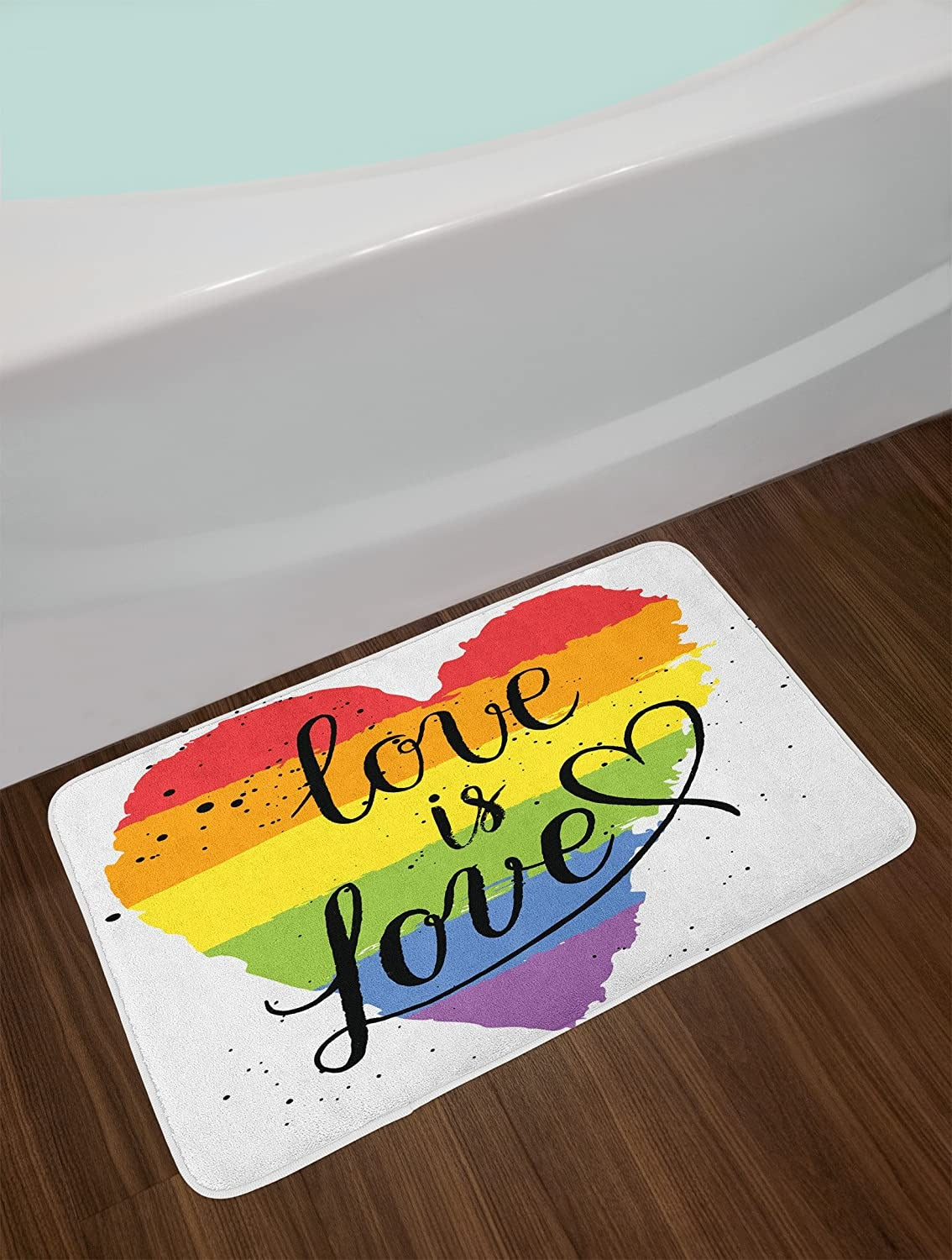 Pride Bath Doormat/ Lgbt Gay Lesbian Parade Love Is Love Mat/ Welcome Lesbian Home Doormat