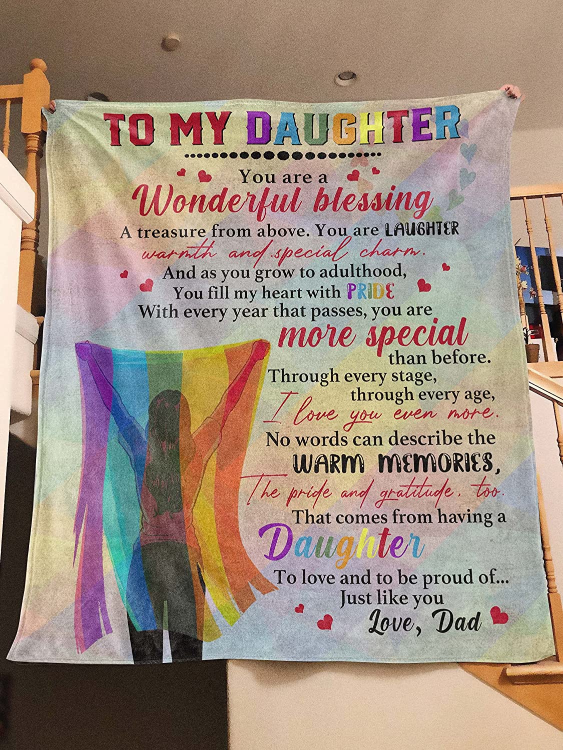 To My Lesbian Daughter Blanket/ You Are Wonderful Blessing Pride Blanket For Lesbian From Mom Dad