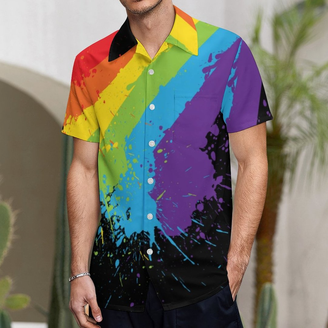 Rainbow Gaymer Lgbt Pride Hawaiian Vintage Shirt Mens Button Down Plus Size Tropical Hawaii Beach Shirts