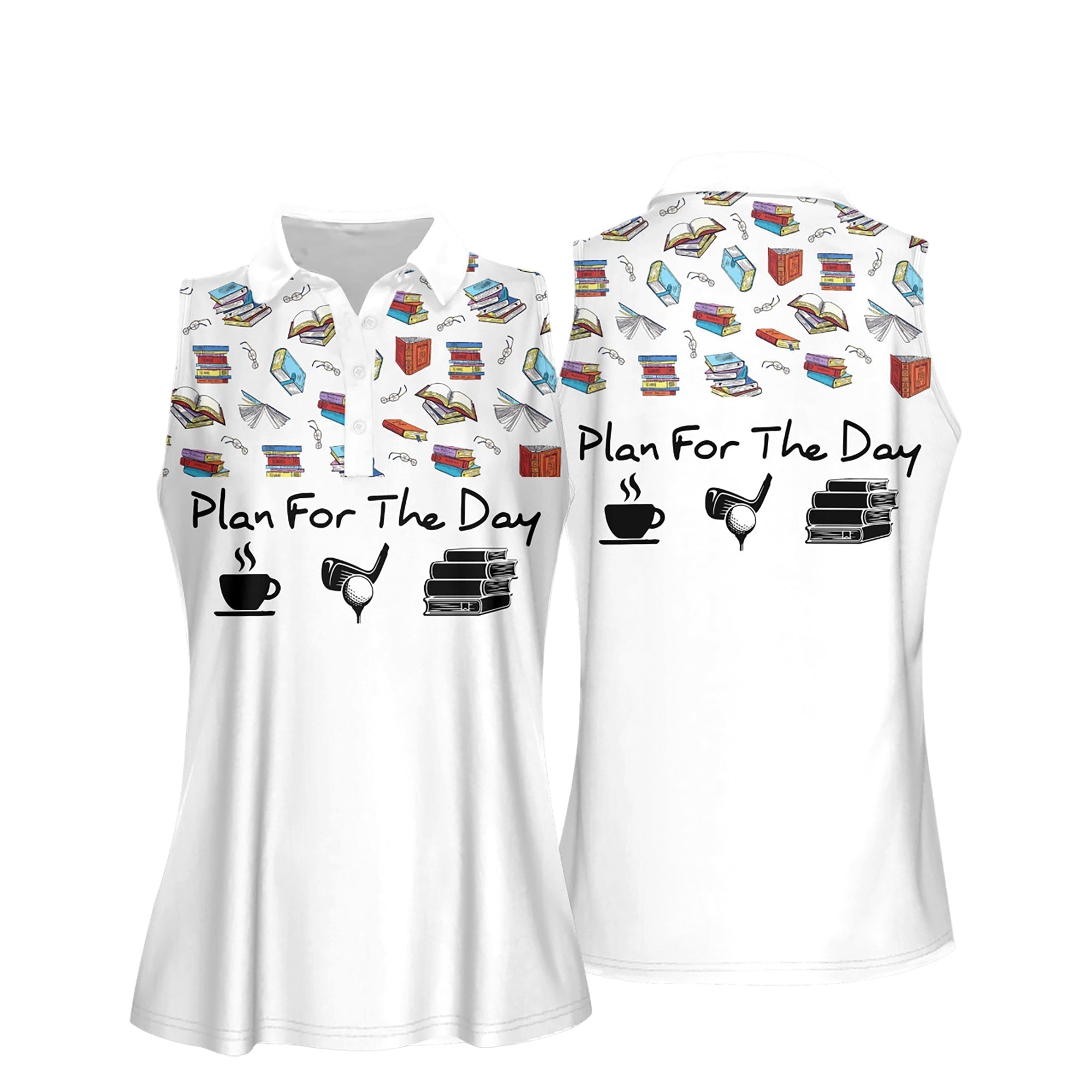 Plan For The Day Coffee Golf And Book Women Short Sleeve Polo Shirt Sleeveless Polo Shirt