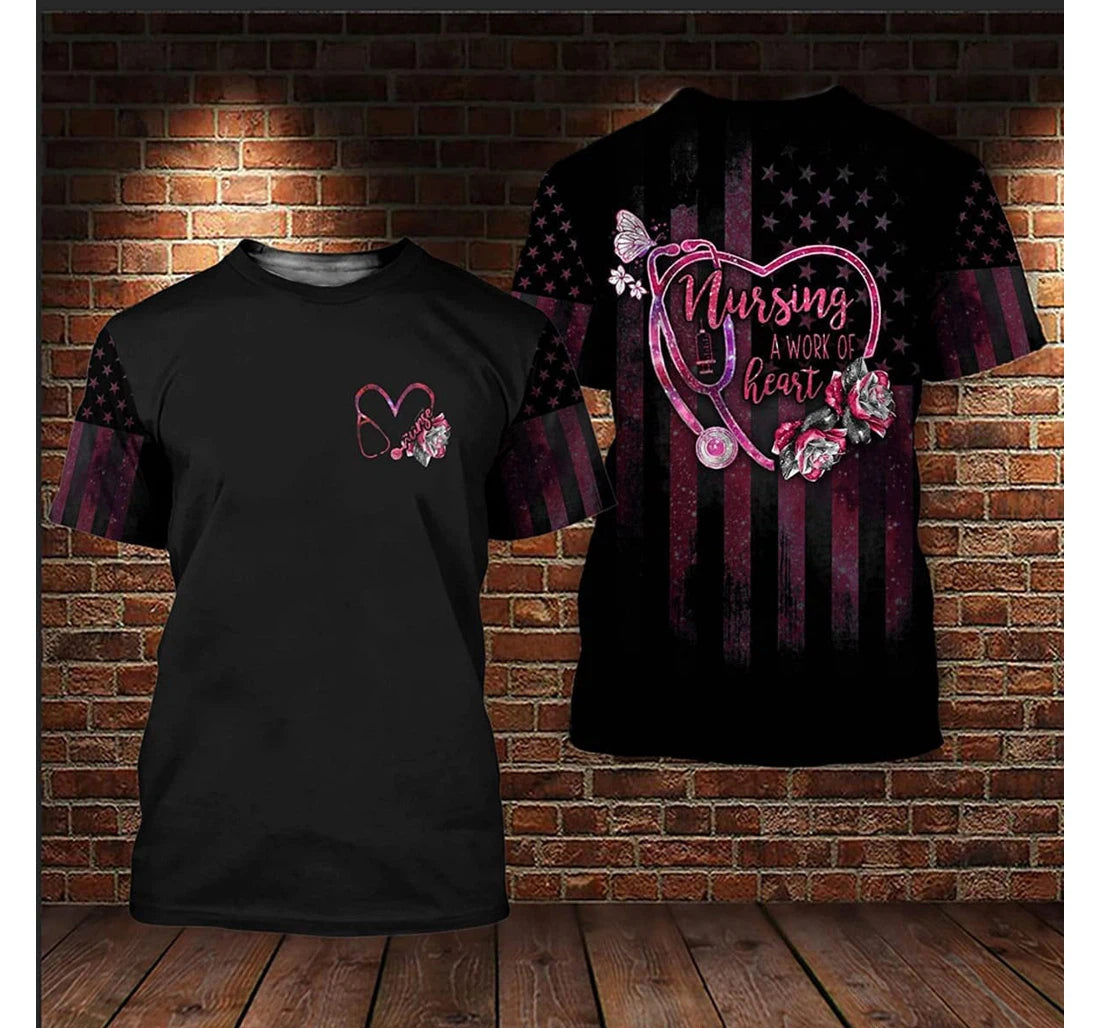 Nurse Life Nursing Is A Work Of Heart Pink Pattern 3D All Over Printed