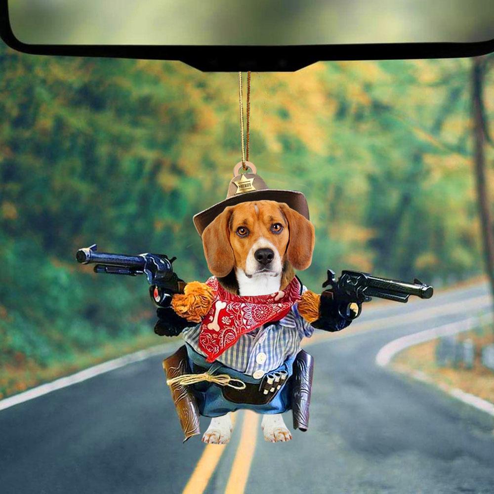 Beagle Cowboy Hanging Ornament Dog Acrylic Ornament Dog Lover Gift