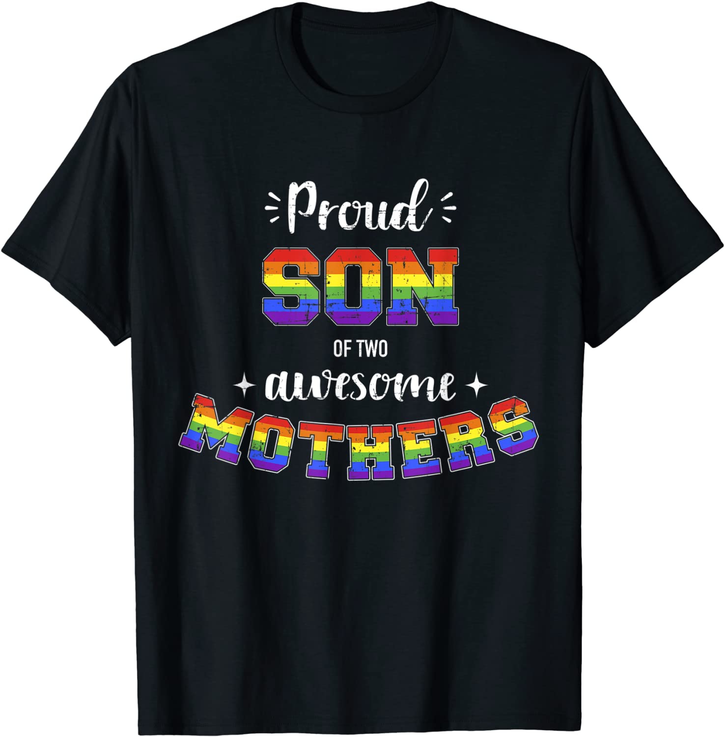 T Shirt For Lesbian Mom/ Proud Son Awesome Lesbian Mothers Family Rainbow Pride Shirt