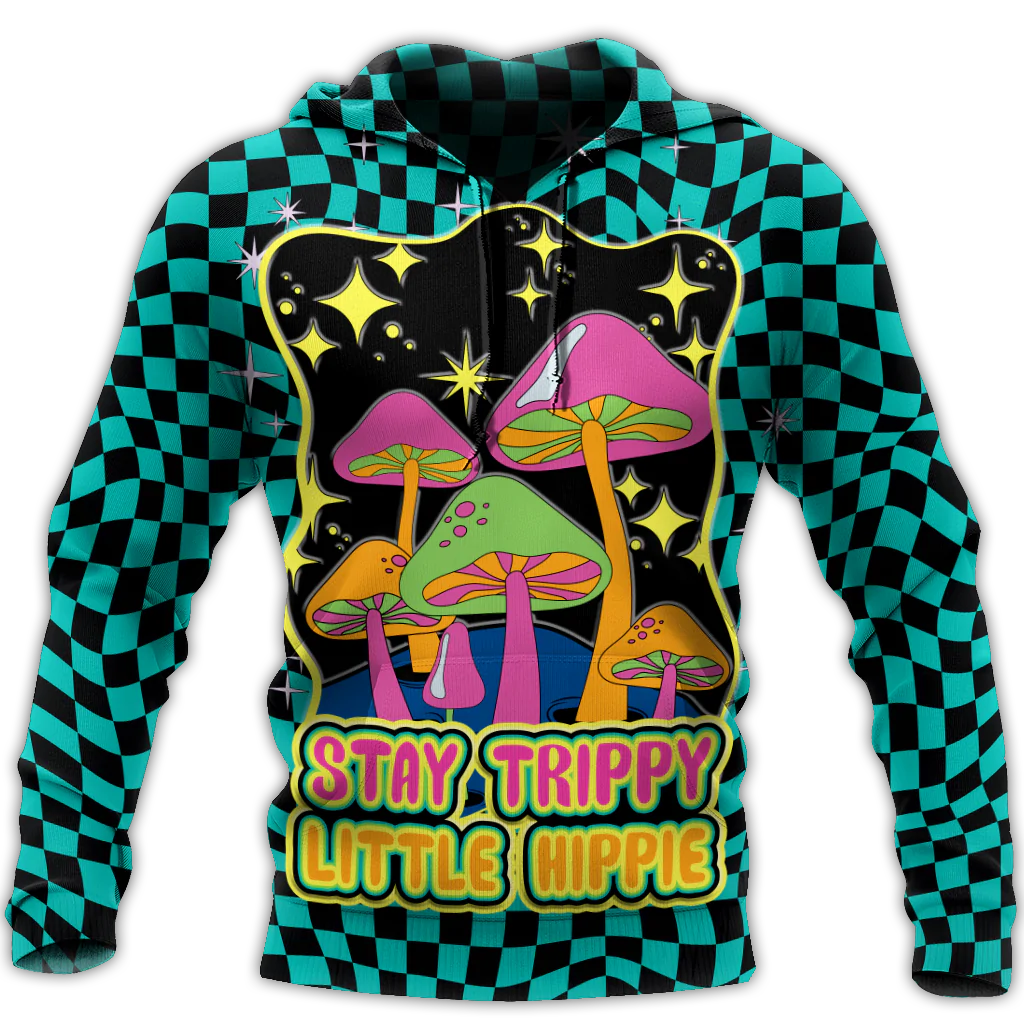 Stay Trippy Little Hippie Mushroom 3D All Over Printed Hippie Hoodies/ Men Women Hippie Hoodie