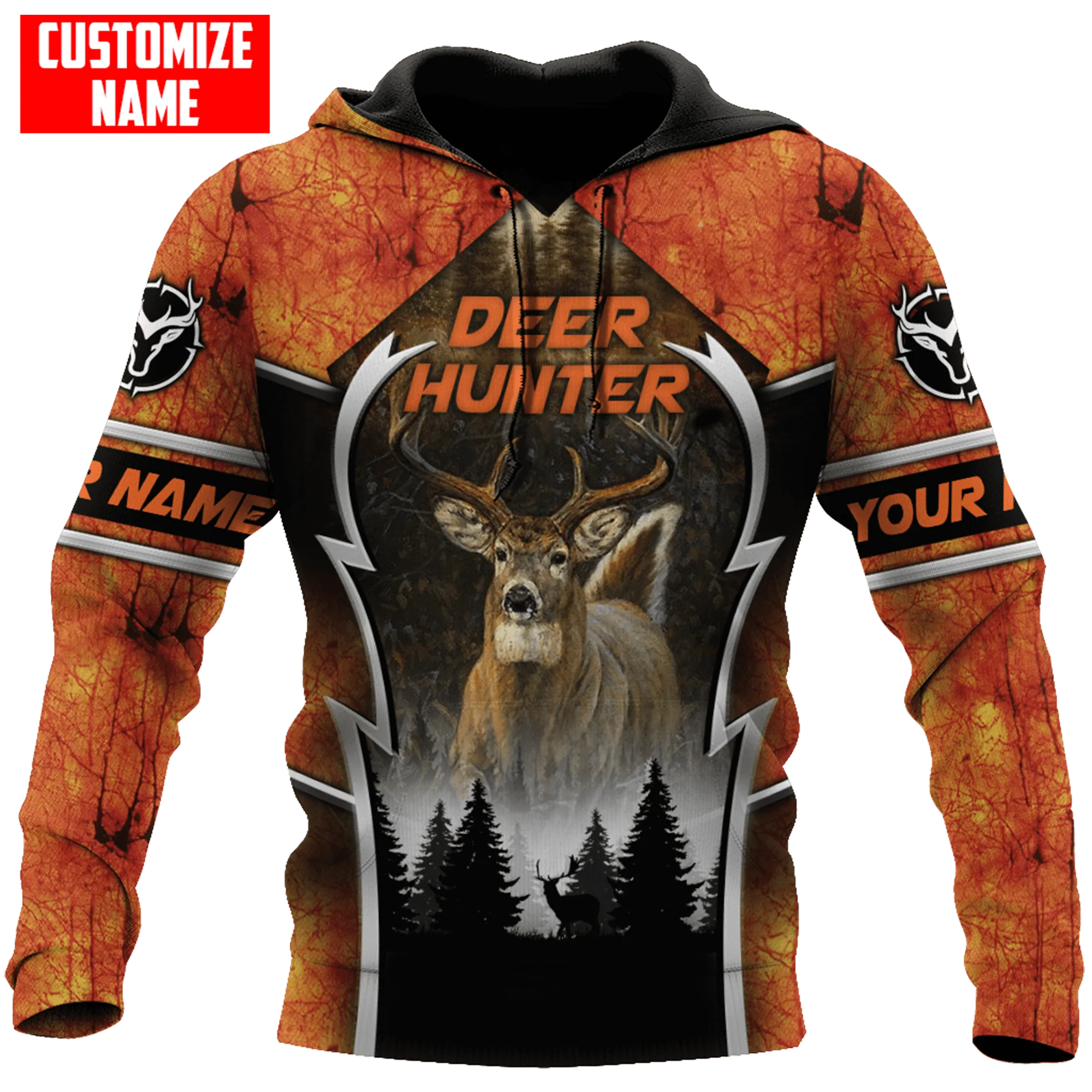 Personalized Deer Hunting Hunter Orange Camo Unisex Hoodie