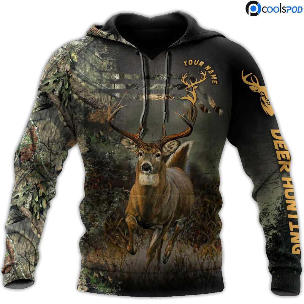 Deer Hunting Camo Hoodie/ Deer Print On Hoodie Men/ Best Hunter Hoodie/ Gift For Dad Hunting