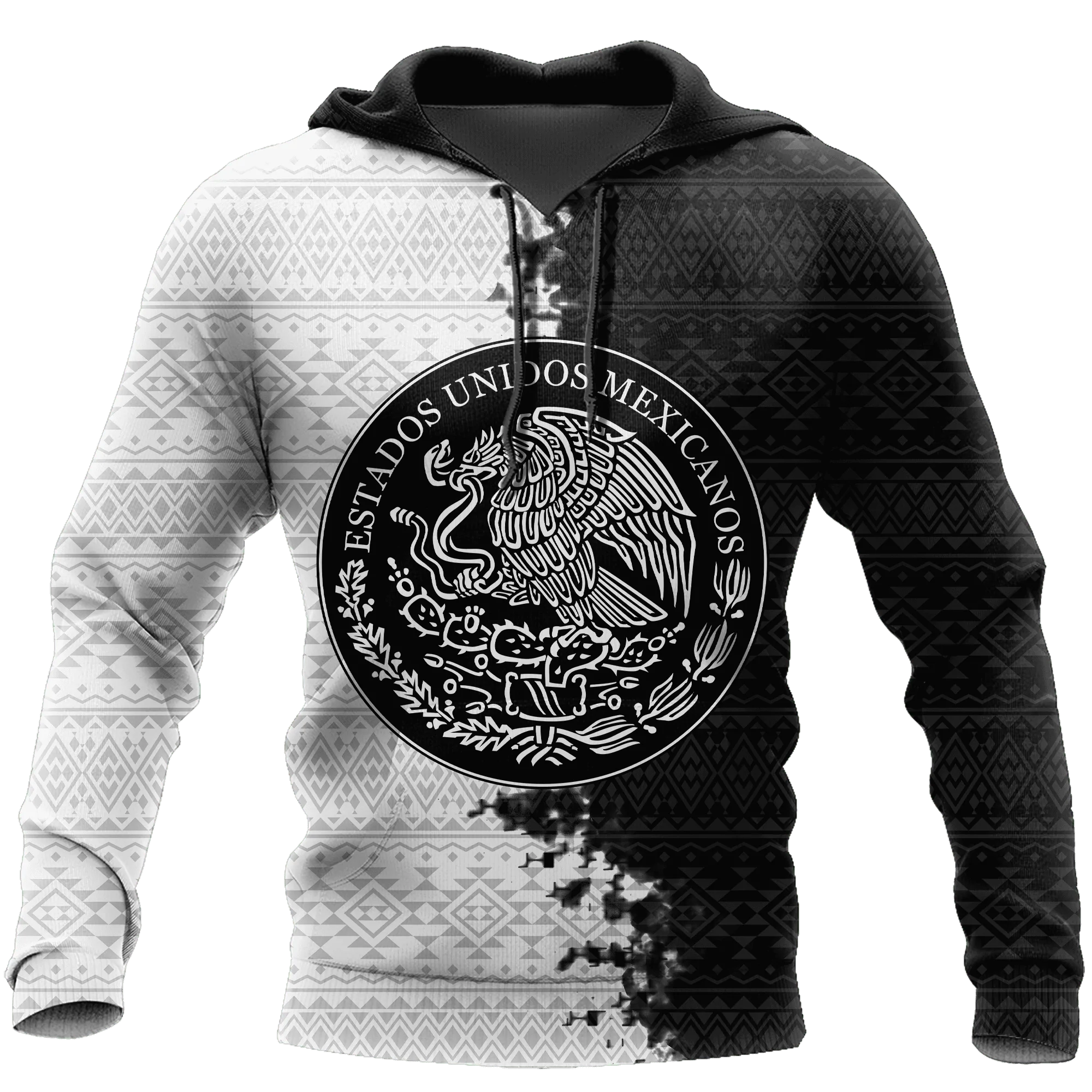 Personalized Mexico Flag Distressed Bleached All Over Printed Unisex Hoodie 3D Mexican Hoodie
