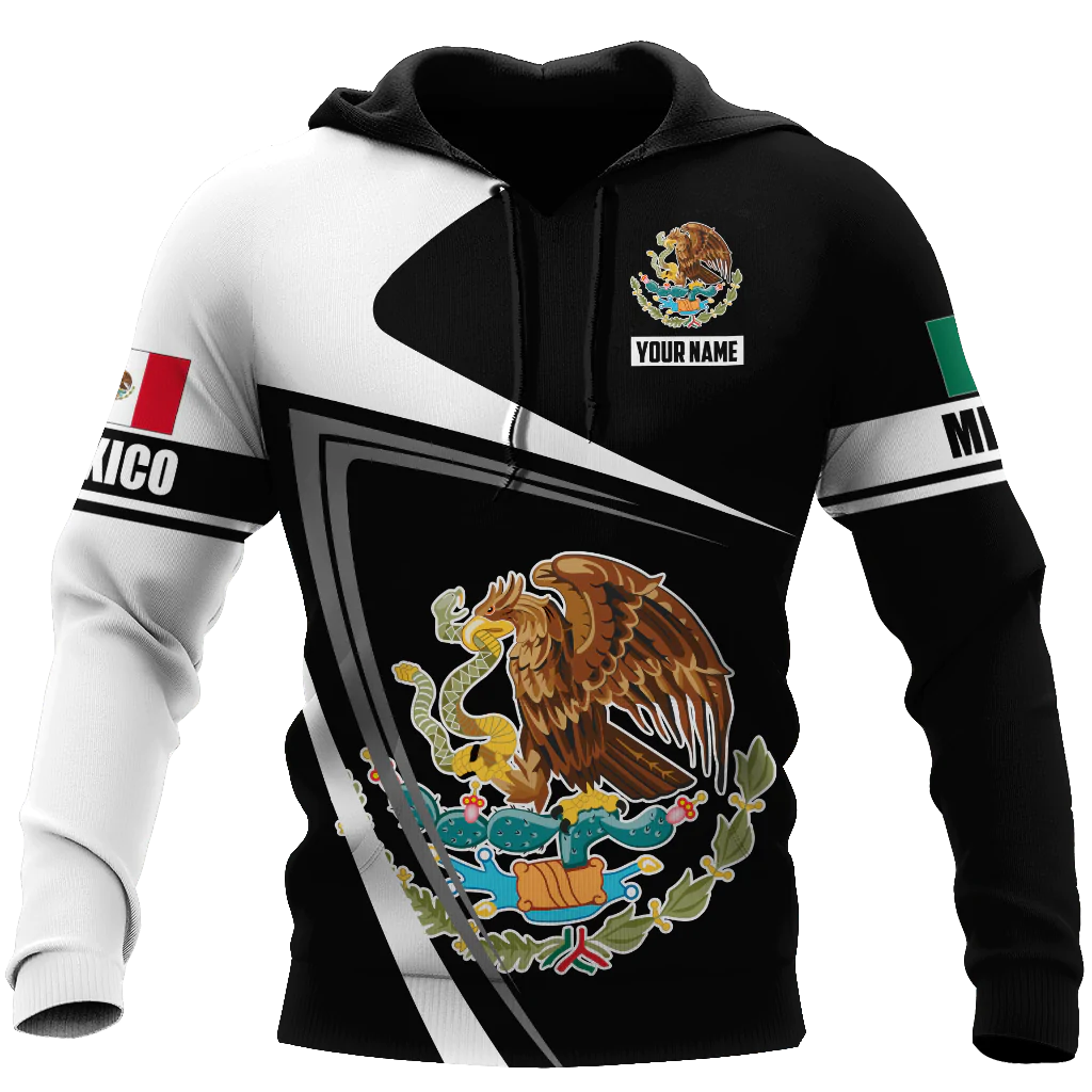 Customized With Name 3D Mexican Hoodie/ Mexican Eagle Snake On Hoodies/ Mexico Hoodie