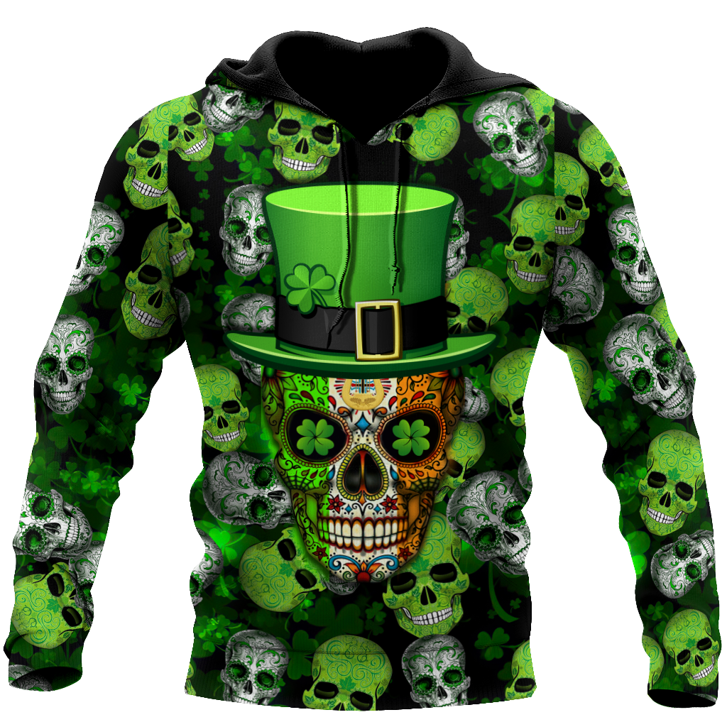 Shamrock Skull Flag Pattern St.Patrick Day All Over Printed Shirt/ Happy Saint Patrick''s Day For Irish Man