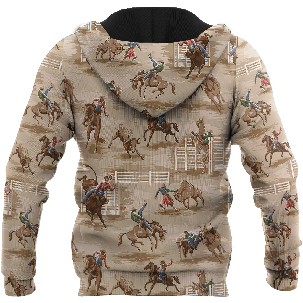 3D Full Print Rodeo Hoodie Rodeo Pattern/ Best Hoodie For Horse Lovers Rodeo Lover Gift