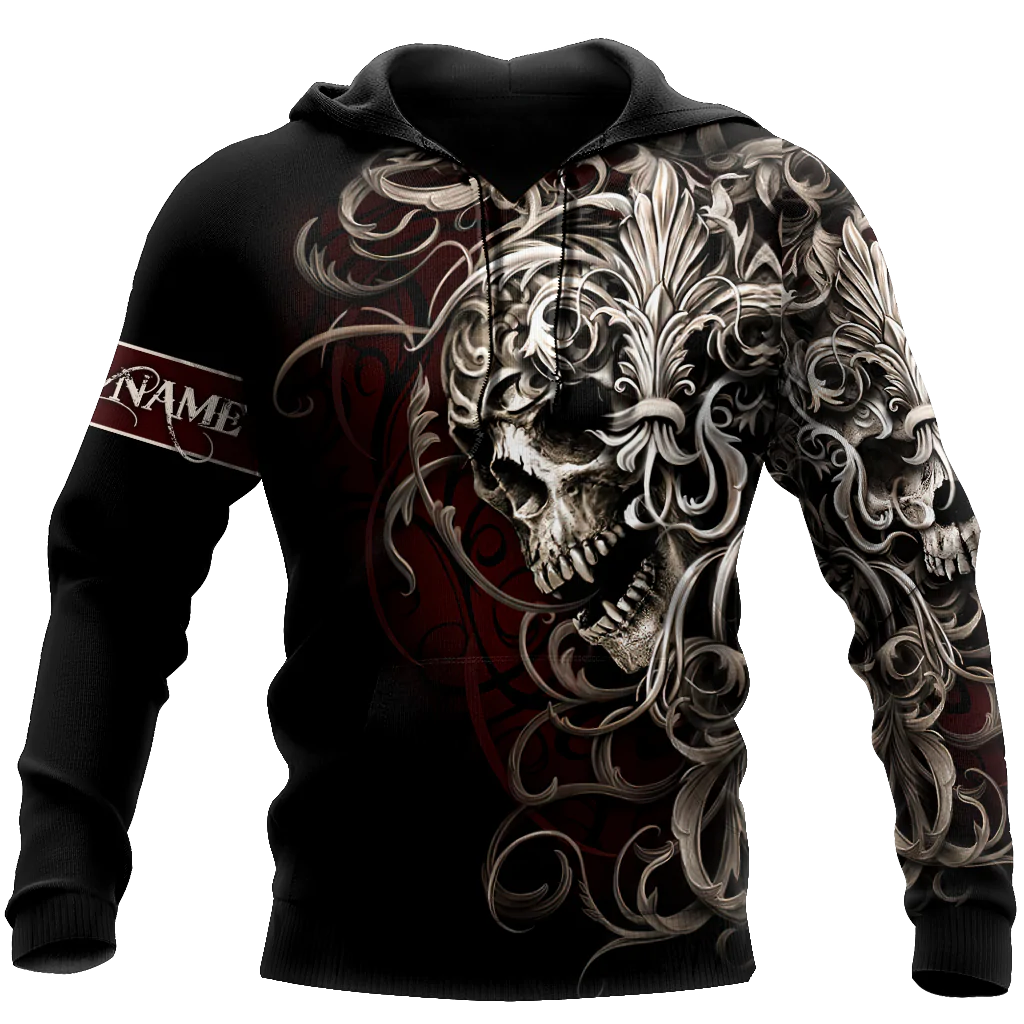 Customize Name Tattoo Skull Hoodie For Men And Women