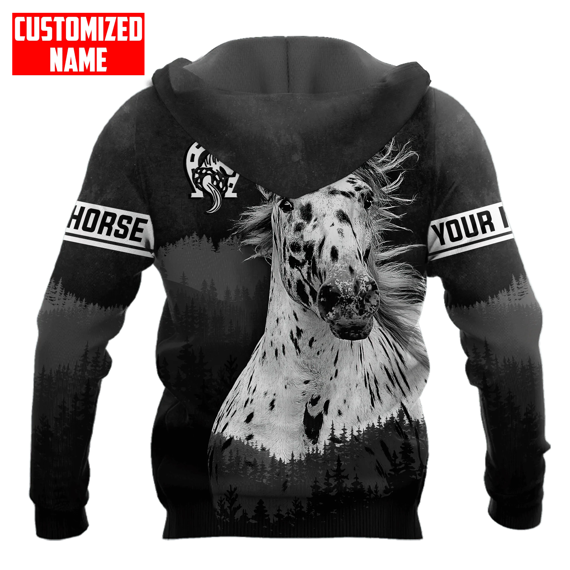 Personalized Appaloosa Horse Black White Color 3D Printed Unisex Hoodie