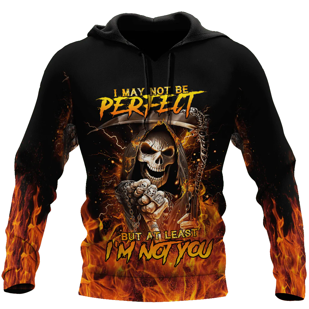 3D Halloween Hoodie I May Not Be Perfect But At Least I Am Not You Skull Devil Hoodie