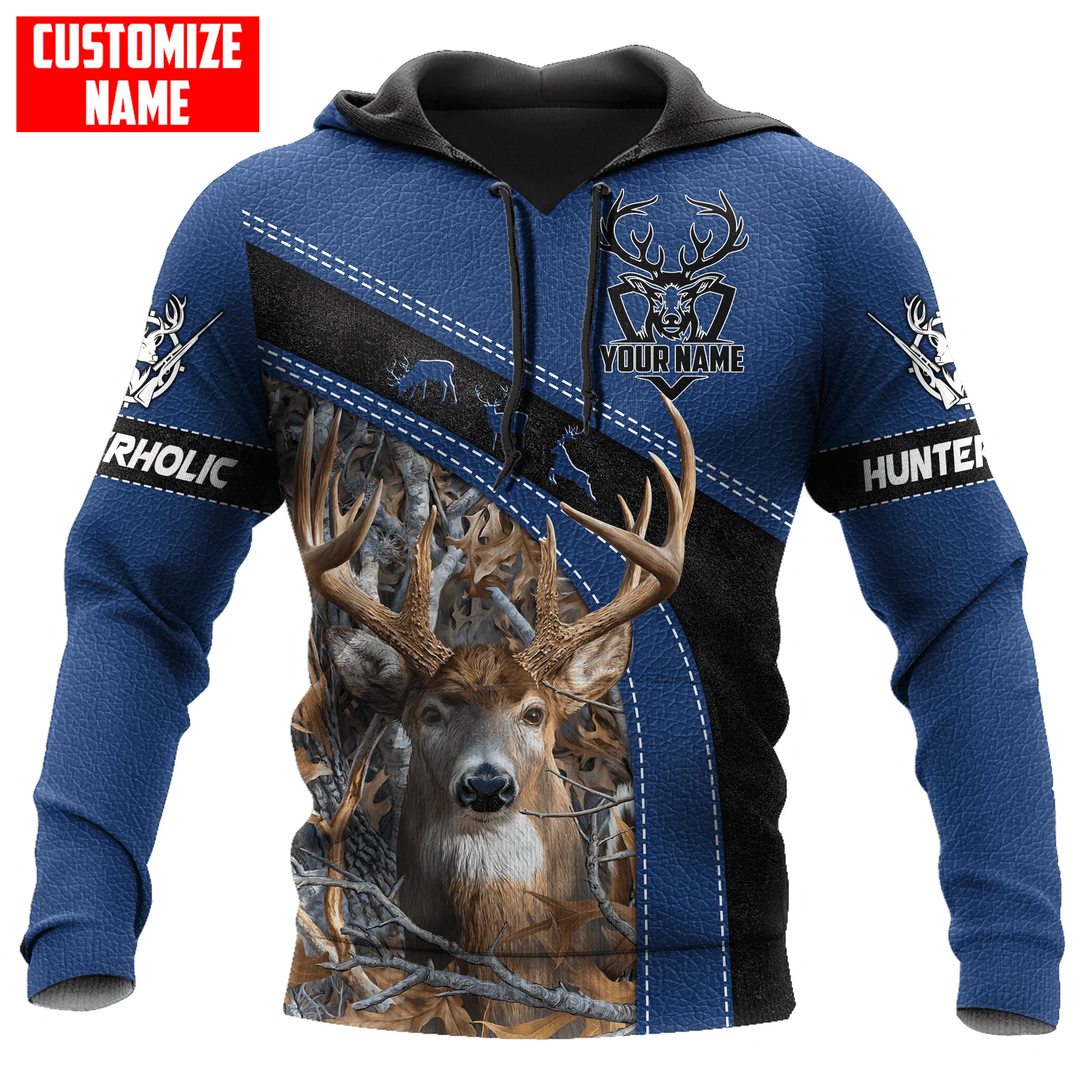 Personalized Hunting Blue Hoodie/ Hunterholic Hoodie For Men And Women/ Hunter Lover Gift