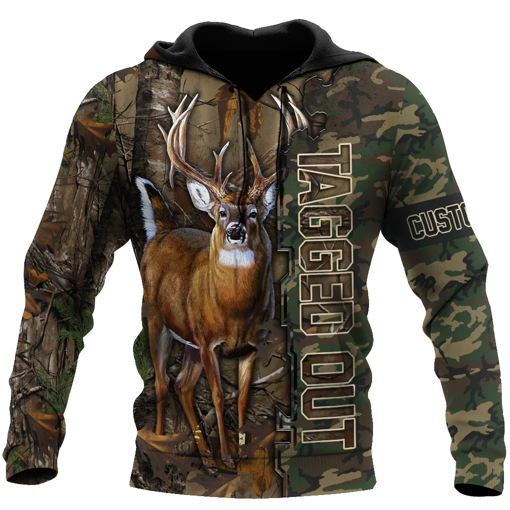 Custom Name Hunting Hoodie/ 3D Full Print Deer Hunting Camo Pattern Hoodie/ Hunter Gift