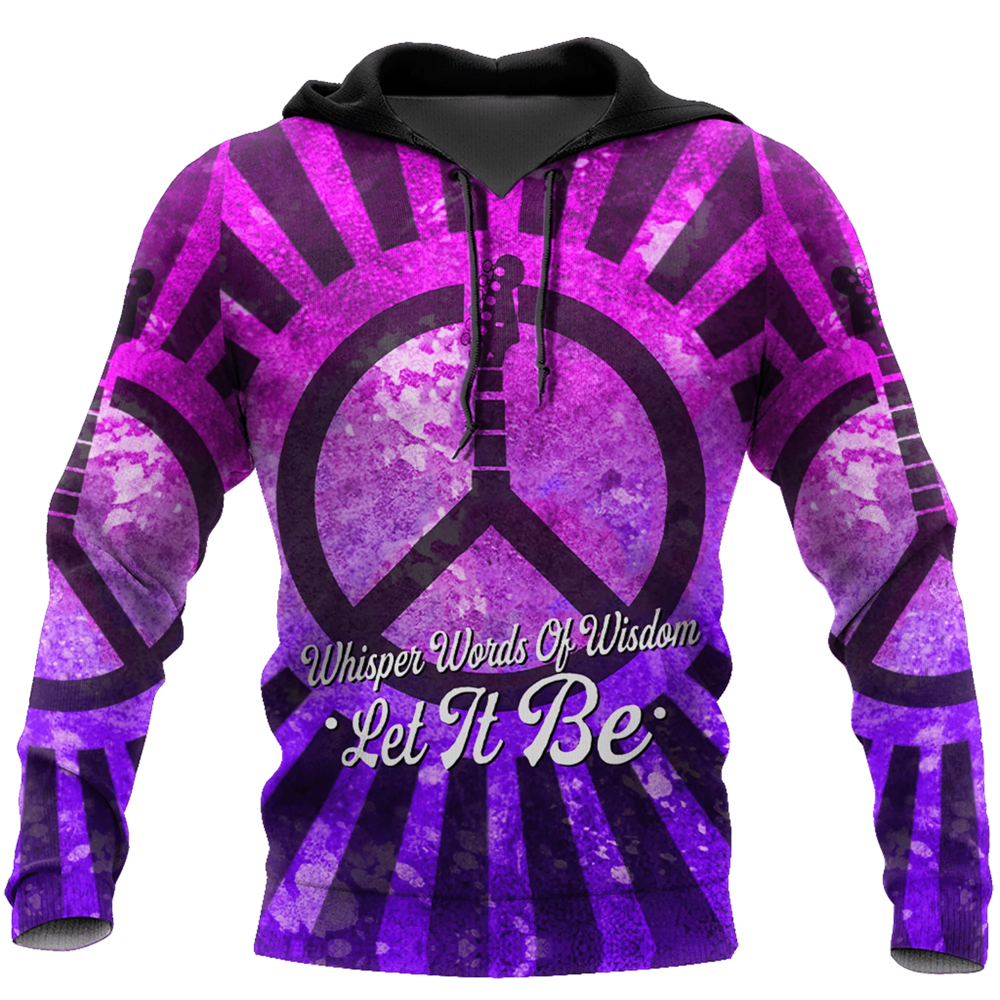 Purple Hippie Hoodie/ 3D Colorful Hoodie With Hippie Pattern