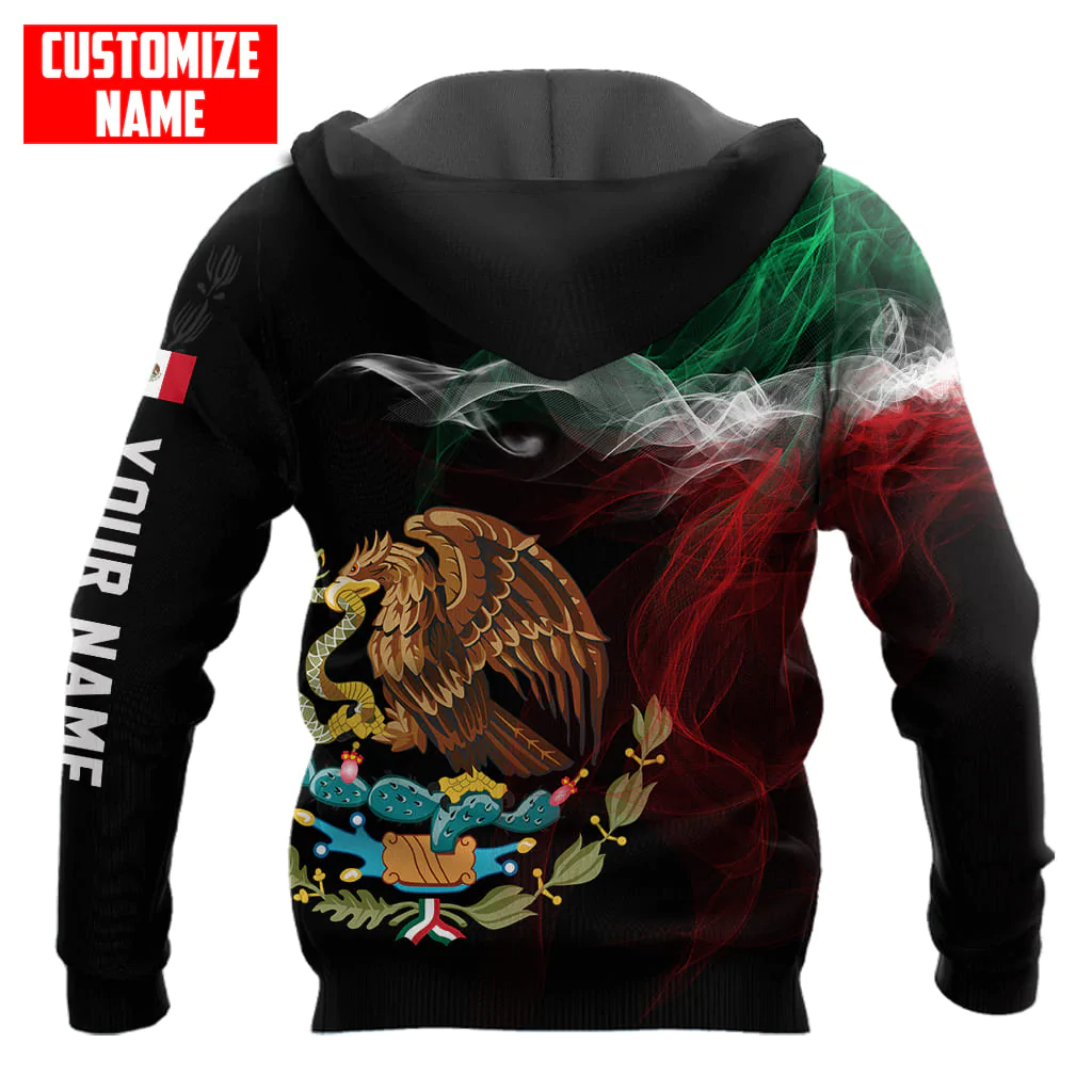 Personalized 3D All Over Print Mexico Hoodie/ Eagle Snake On Mexican Hoodie/ Mexican Hoodie
