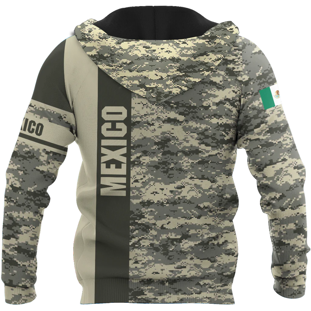 Personalized 3D All Over Print Mexico Hoodie Camo Pattern/ Mexican Hoodies/ Mexico Gift