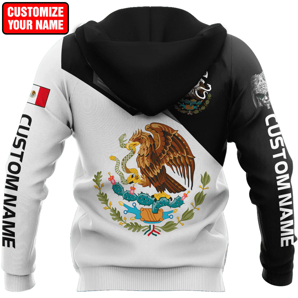 Custom Name 3D Full Printed Mexican Hoodie/ Eagle Mexico Hoodies/ Hoodies For Mexican Friend