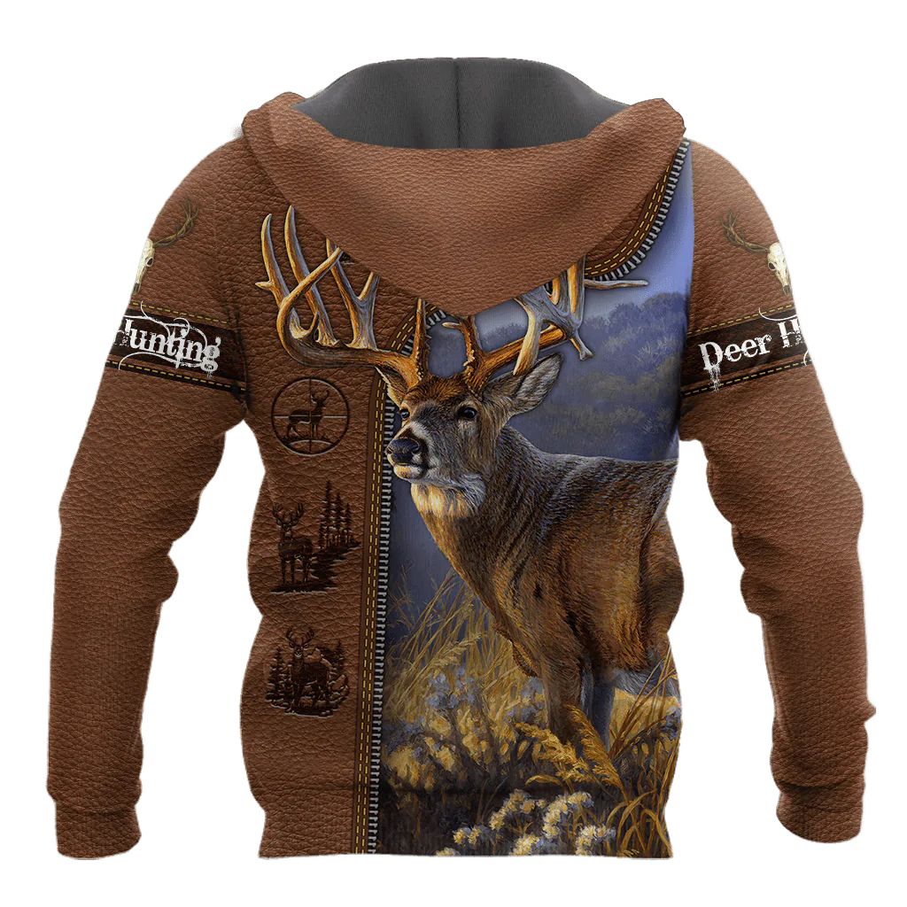 Deer Hunting Leather Pattern Hoodie/ Target Out Hunter Hoodie/ Hunter Hoodie For Dad Son