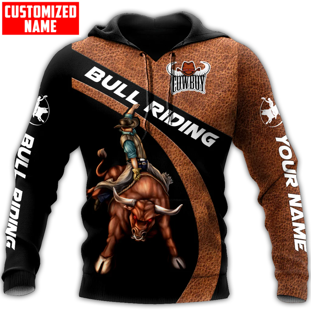 Custom Bull Riding Hoodie/ 3D All Over Print Cowboy Hoodie Tattoo