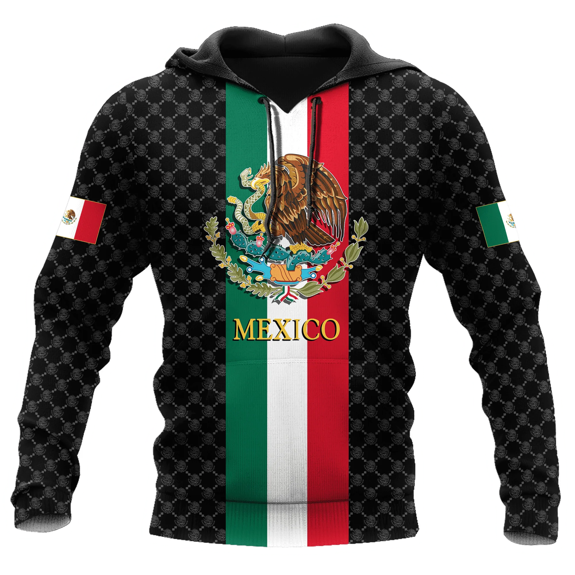 Personalized Mexico Scartch All Over Printed Unisex Hoodie/ 3D Mexican Men Hoodie/ Mexico Gift