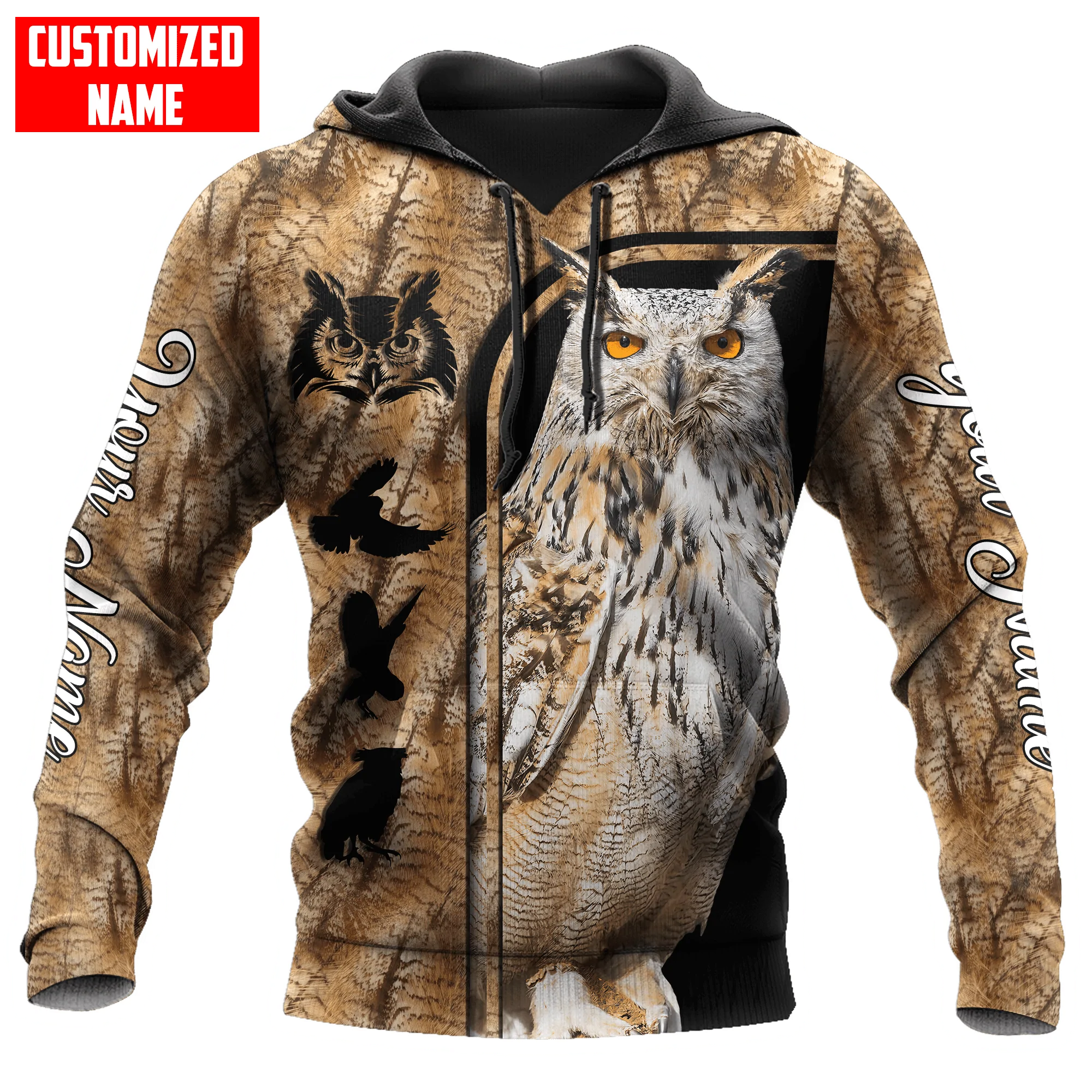 Customized Name Owl Hunting Hoodie 3D All Over Print/ Owl Hunter Hoodies/ Owl Hunting Hoodies