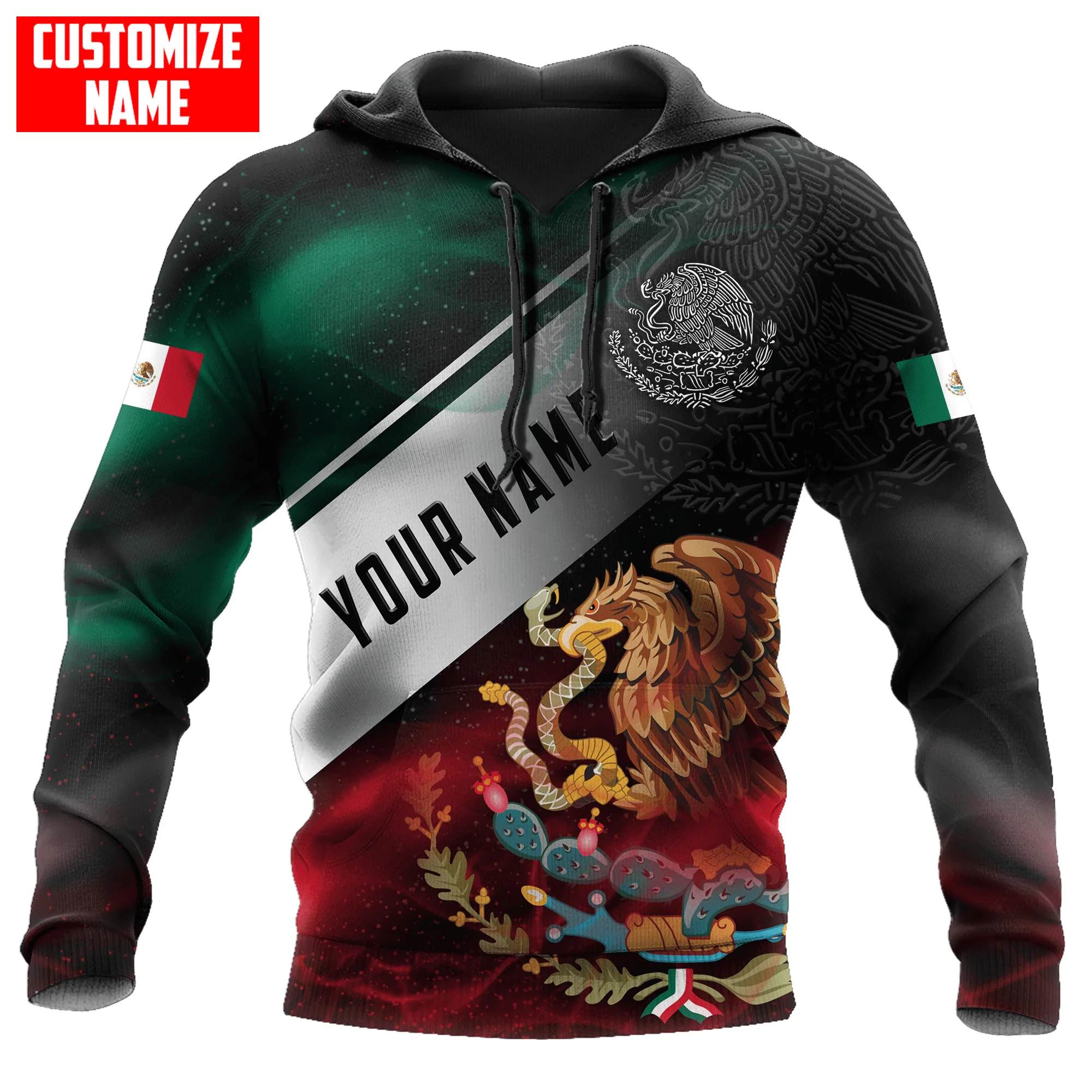 Coolspod Personalized Mexico Smoke 3D Unisex Hoodie/ Mexico Eagle On Hoodie/ Mexico Hoodies
