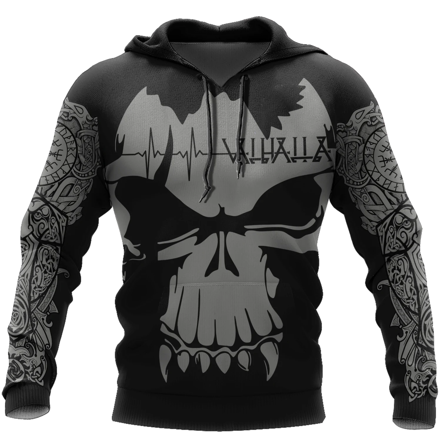 Viking Skull Unisex Hoodie/ Black Skull Hoodies/ Skull Hoodie To My Husband