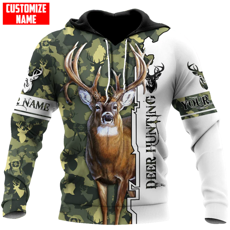 Custom Name Deer Hunting Hoodie Camo Pattern/ Coolspod Deer Hunting Hoodie/ Best Gift For Hunter
