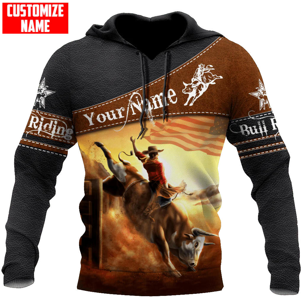 Custom Name Bull Riding Hoodie For Adults/ Rodeo Hoodie For Men And Women/ Cowboy Hoodie
