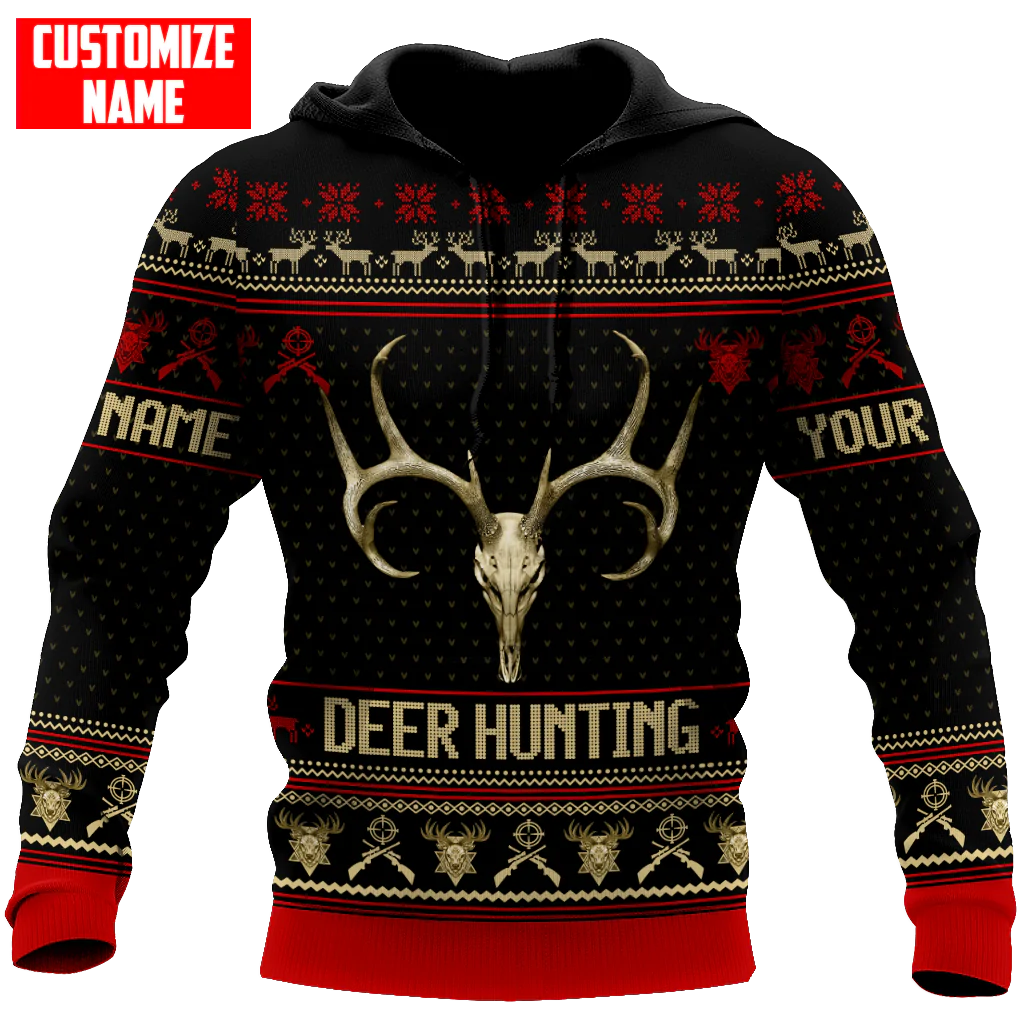 Custom Name Deer Hunting Hoodie For Christmas Xmas Gift For Hunter