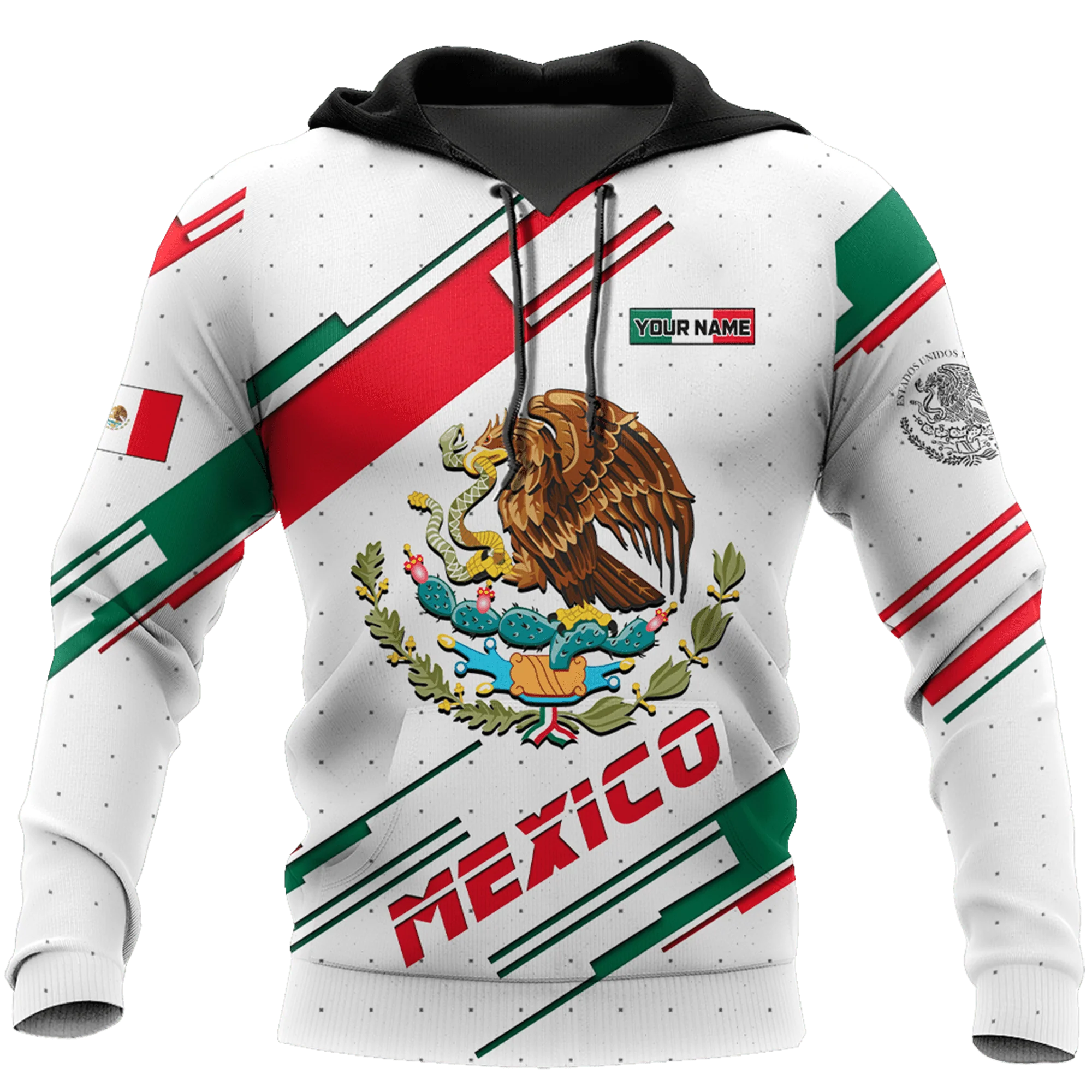 Personalized Name Mexico Unisex Hoodie/ Eagle And Snake Mexican Hoodie/ 3D Mexican Hoodies
