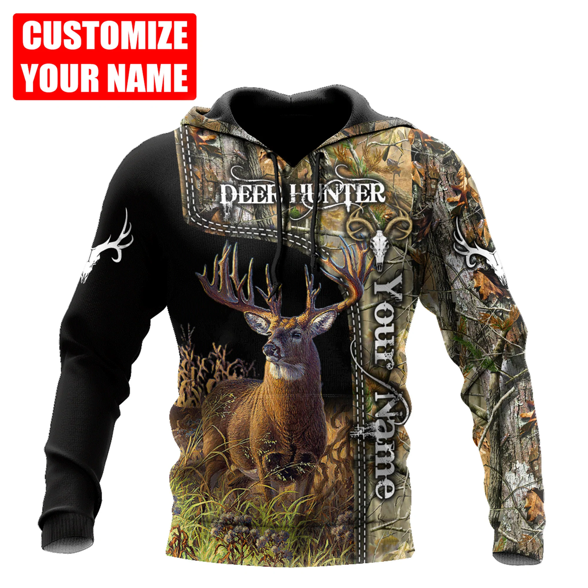 Custom name 3D All Over Printed Deer Hunting Hoodie For Men And Women