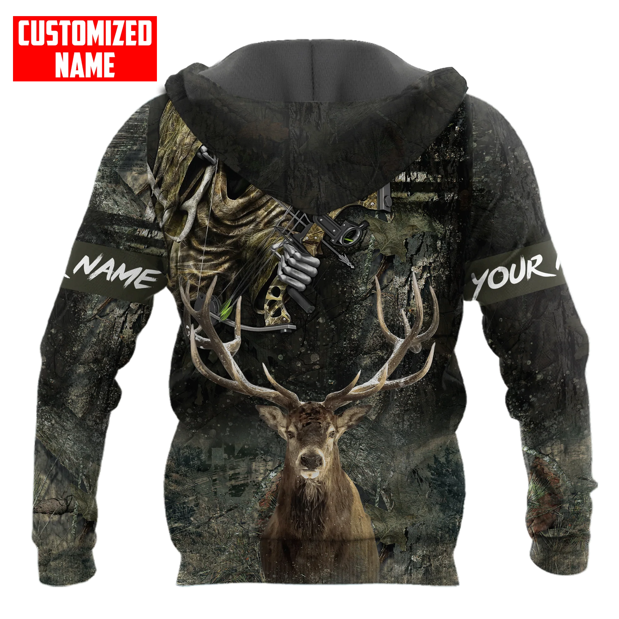 Customized Deer Hunting Bow Hoodie For Men/ 3D All Over Print Deer Hunter Outfit/ Hunter Hoodie