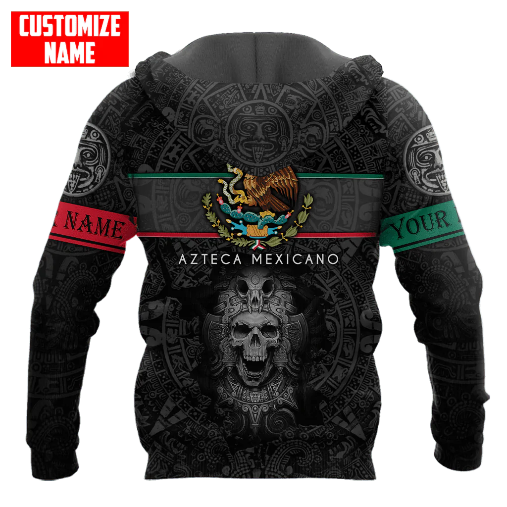 Personalized Azteca Mexicano Hoodie/ 3D All Over Printed Mexicano Hoodie/ Aztec 3D Hoodies For Him