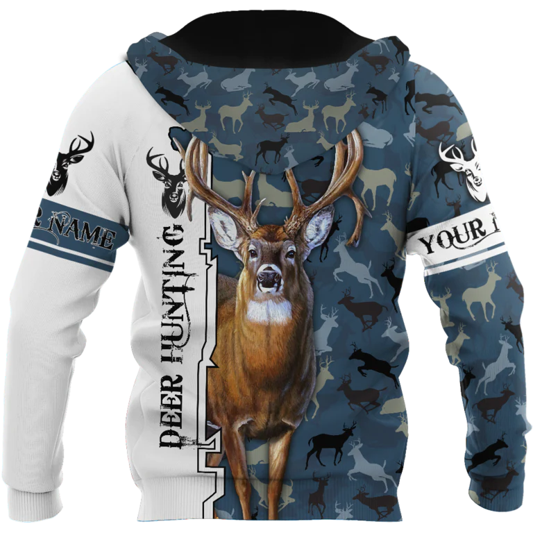 3D All Over Printed Deer Hunting Hoodie/ Custom Hoodies With Deer Hunting Light Camo Pattern Hoodie
