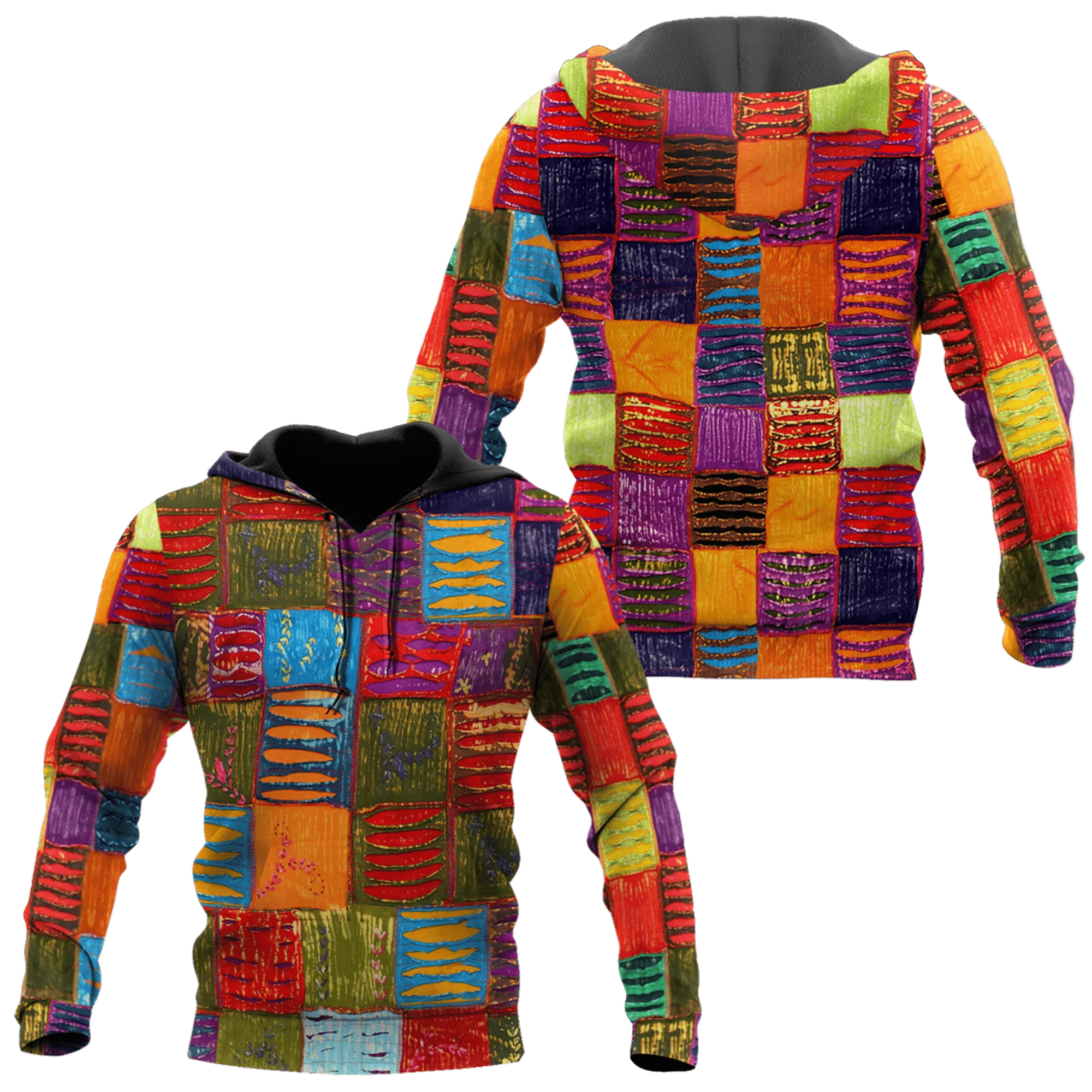3D All Over Printed Hippie Hoodie/ Colorful Patter Hoodie For Hippie/ Hippie Gift