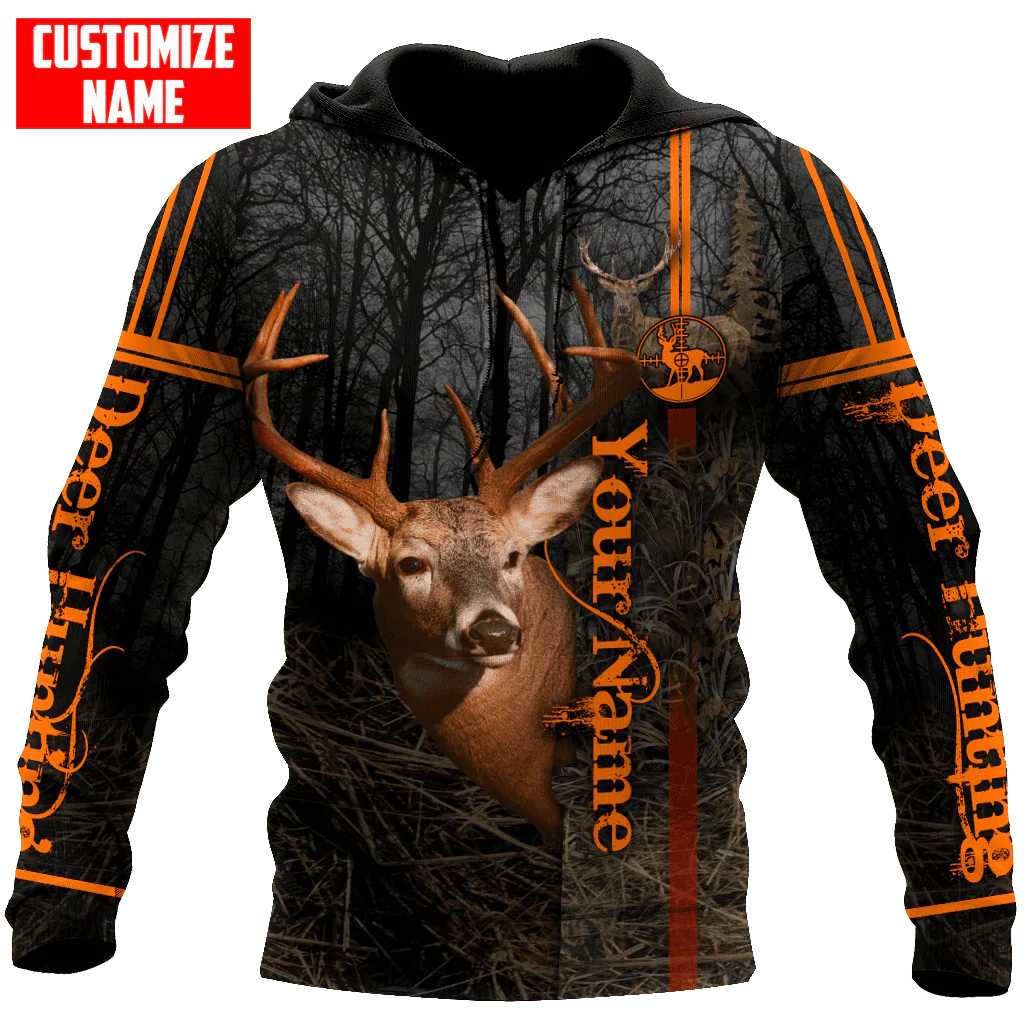 Personalized Name Deer Hunting Hoodie/ 3D All Over Print Hoodie With Deer Hunting Hunter Hoodie