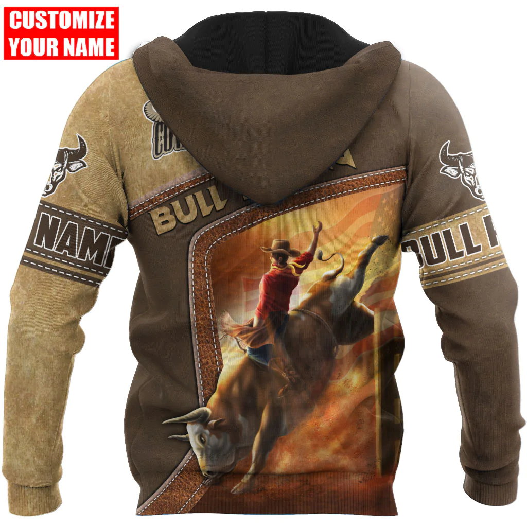 Personal With Name 3D Bull Riding Hoodie/ 3D Cowboy Hoodie/ Birthday Gift For Cowboy Man Women