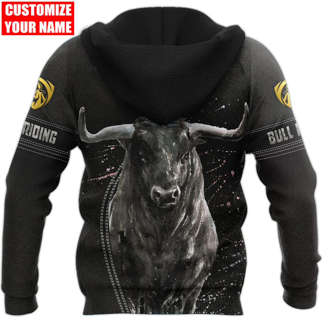 Custom Name Black Bull Riding Hoodie/ Best Gift For Cowboy