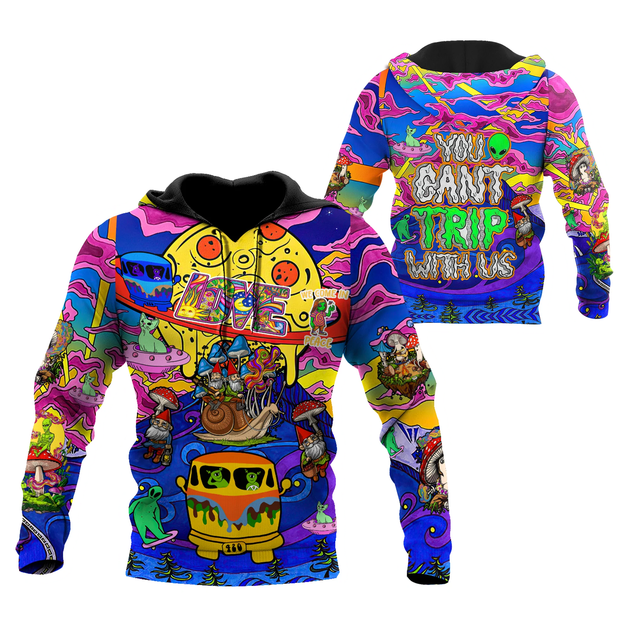 Trip To Galaxy Hippie Guys Hoodie For Men And Women We Come In Peace Hippie Hoodies